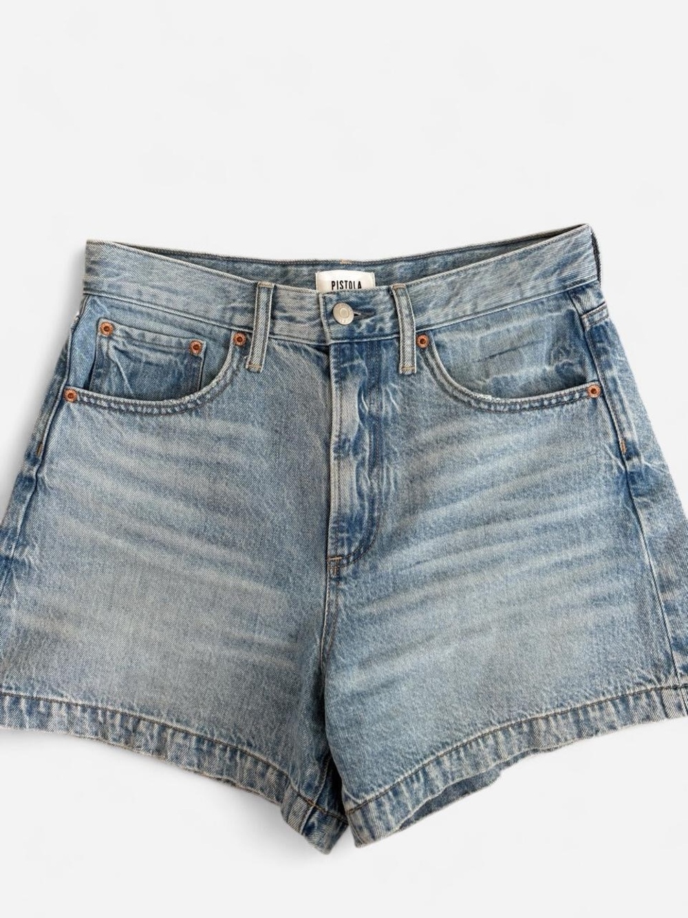 pistola Light Wash High-Rise Denim Shorts
